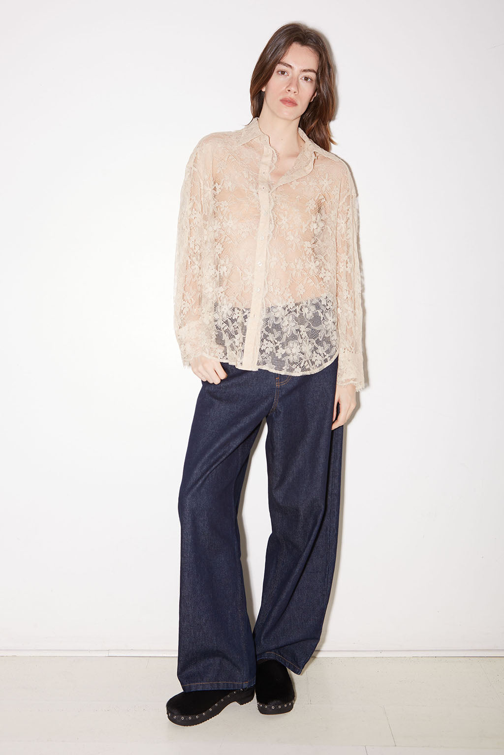 TISH CHALK LACE SHIRT