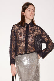 TISH NAVY LACE SHIRT