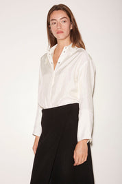 ALLY SHIRT IN IVORY ACETATE SATIN