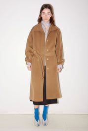 SWAN LONG COAT IN BEIGE WOOL