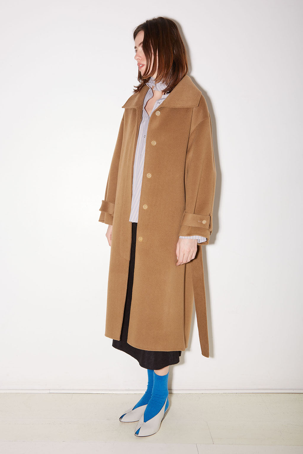 SWAN LONG COAT IN BEIGE WOOL