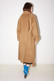 SWAN LONG COAT IN BEIGE WOOL