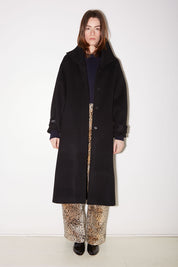 SWAN LONG BLACK WOOL COAT