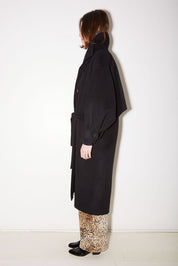 SWAN LONG BLACK WOOL COAT