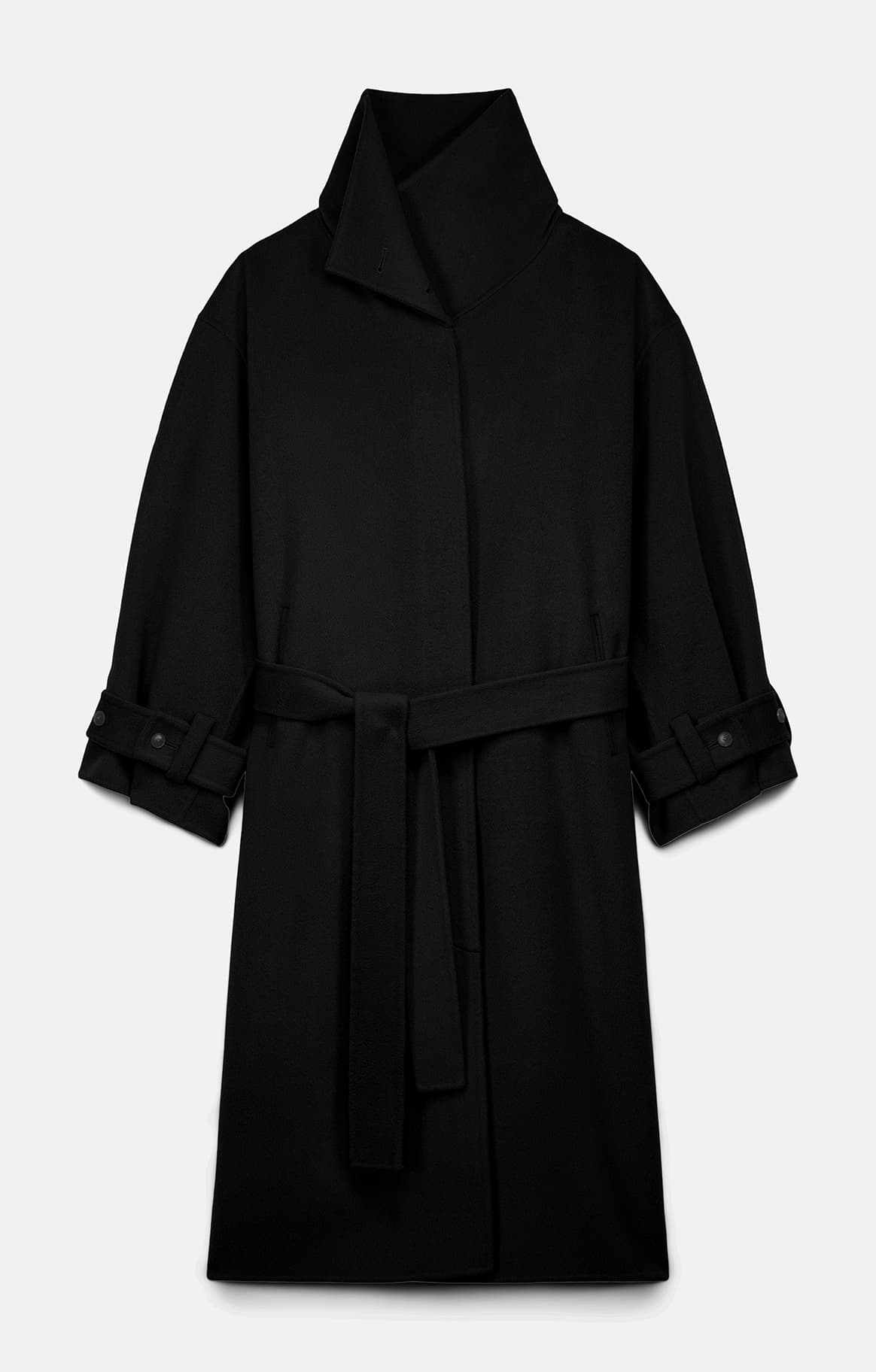 SWAN LONG BLACK WOOL COAT
