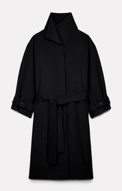 SWAN LONG BLACK WOOL COAT