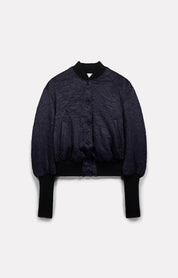 BLOUSON COURT PUZZLE EN SATIN FROISSÉ NAVY - ROSEANNA