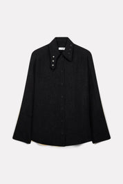 CHEMISE ALLY EN SATIN D'ACÉTATE CHARBON - ROSEANNA