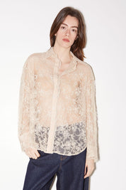 CHEMISE TISH EN DENTELLE CRAIE - ROSEANNA