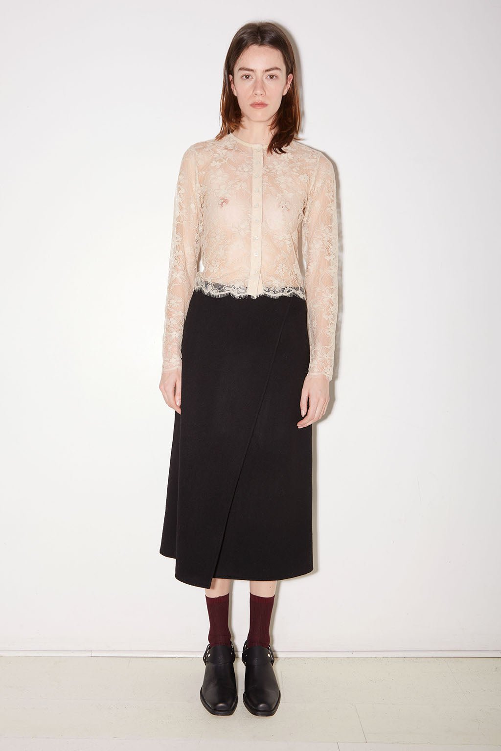 JUPE MARTIN EN LAINE NOIR - ROSEANNA