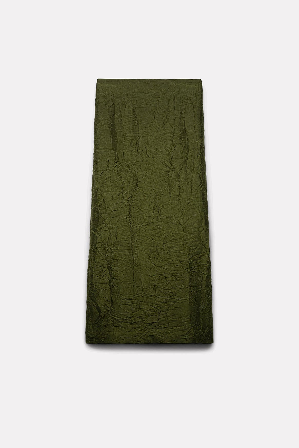 JUPE MIDI MARTHA EN SATIN FROISSÉ ARMY - ROSEANNA