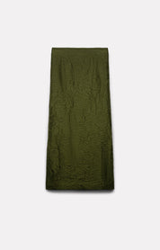 JUPE MIDI MARTHA EN SATIN FROISSÉ ARMY - ROSEANNA