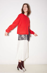 JUPE MIDI ROSIE EN SATIN D'ACÉTATE IVOIRE - ROSEANNA