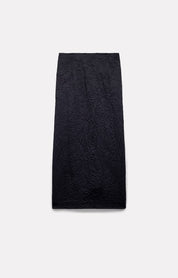JUPE MIDI MARTHA EN SATIN FROISSÉ NAVY - ROSEANNA