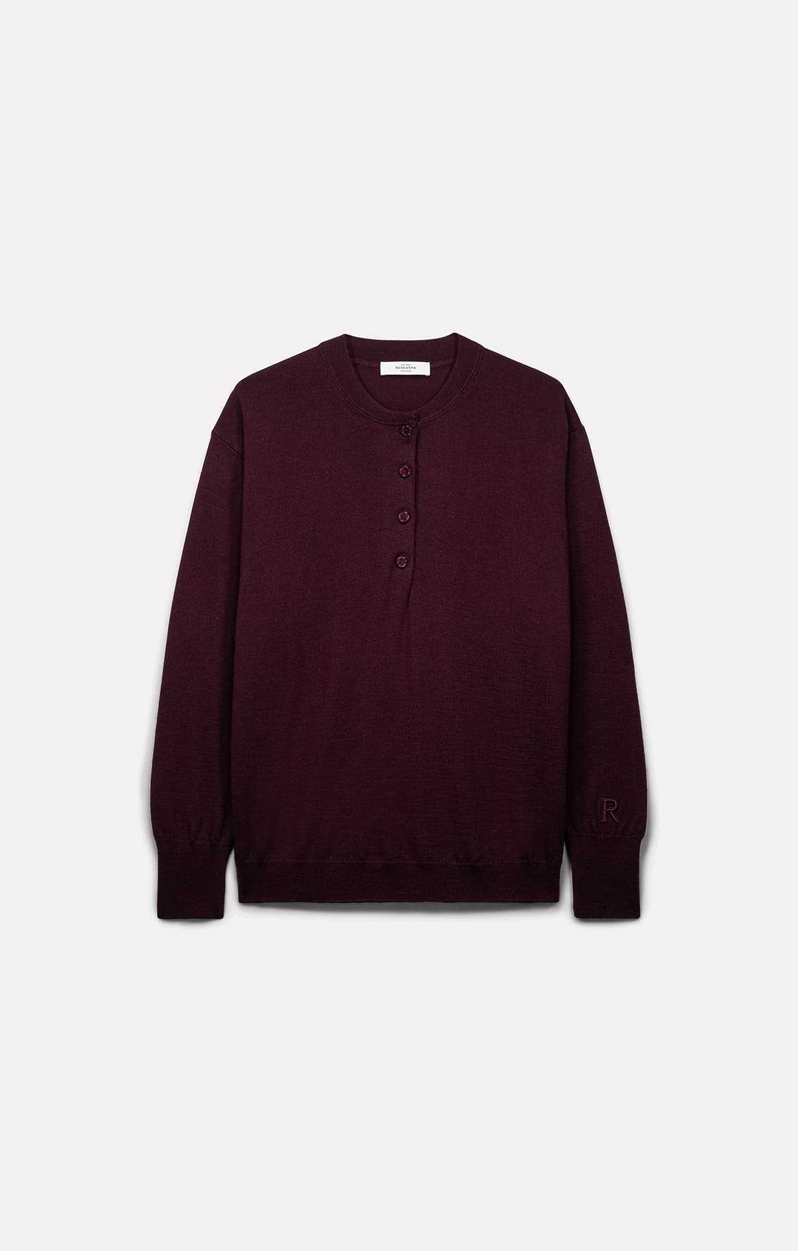 PULL POLO ELLA EN LAINE MÉRINOS BORDEAUX - ROSEANNA