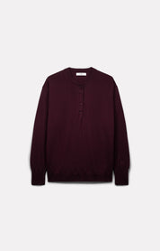 PULL POLO ELLA EN LAINE MÉRINOS BORDEAUX - ROSEANNA