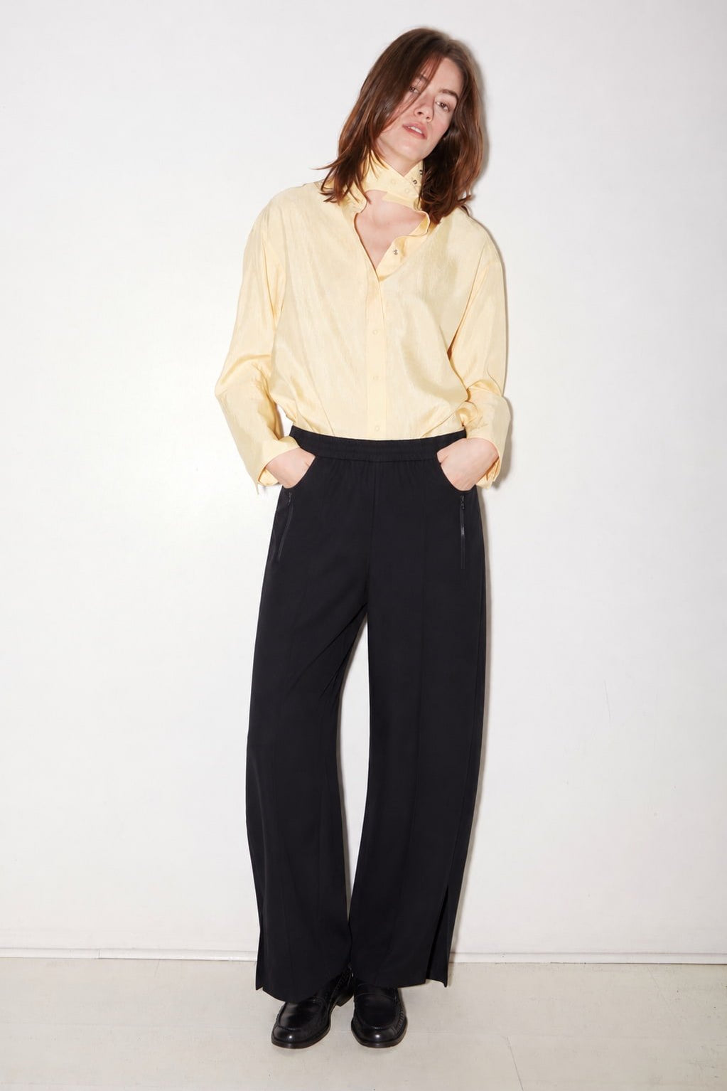 PANTALON DROIT BABE EN LAINE NAVY - ROSEANNA