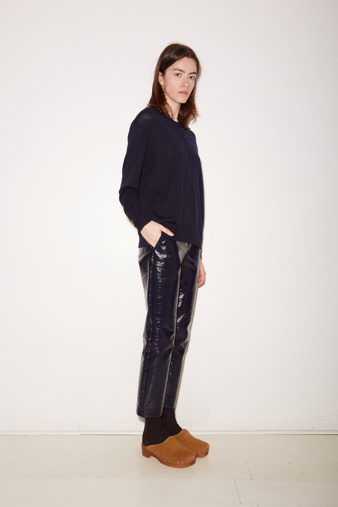 pantalon iggy vernis - uni navy - ROSEANNA