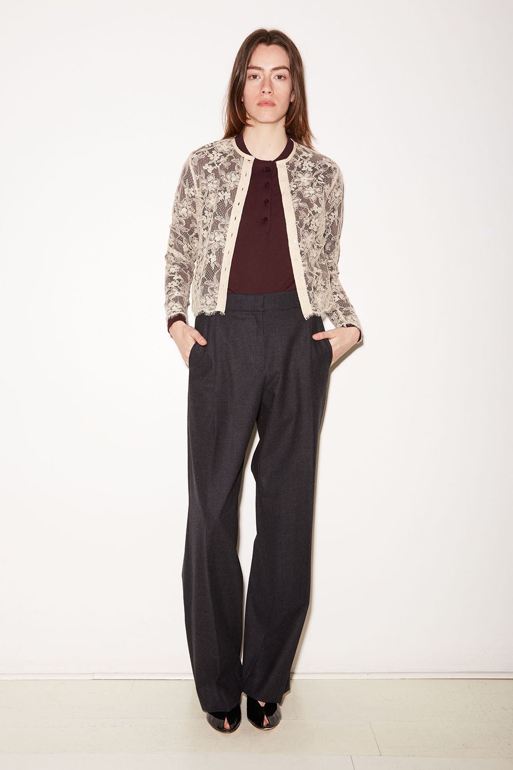 PANTALON OSCAR EN LAINE ANTHRACITE - ROSEANNA