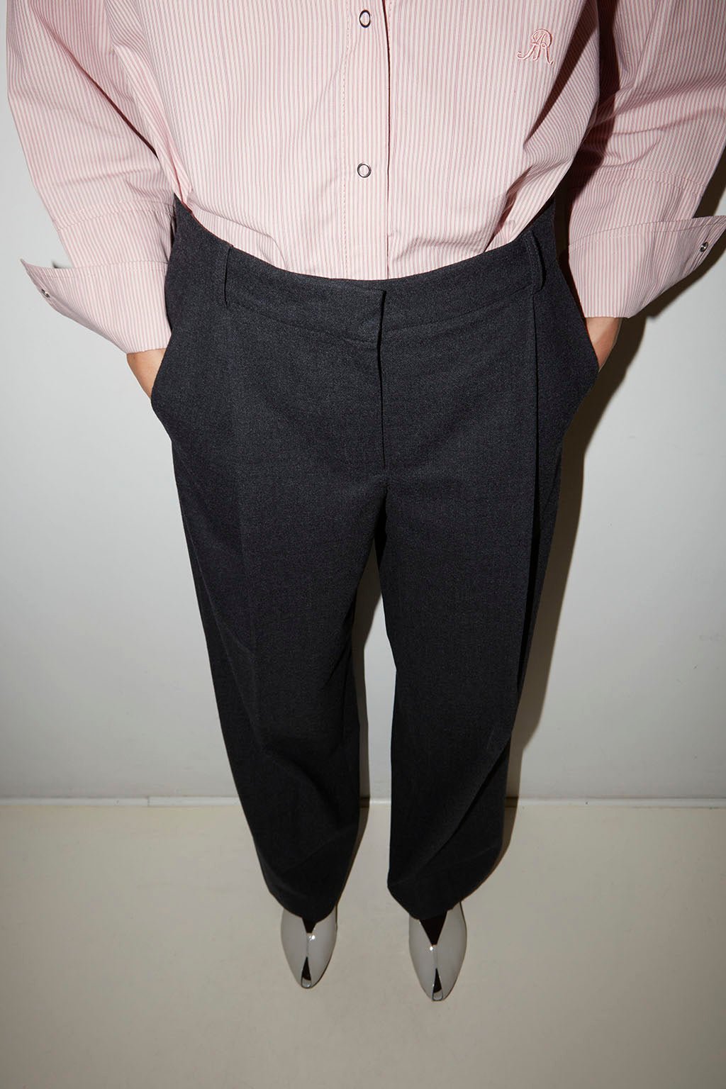 PANTALON OSCAR EN LAINE ANTHRACITE - ROSEANNA