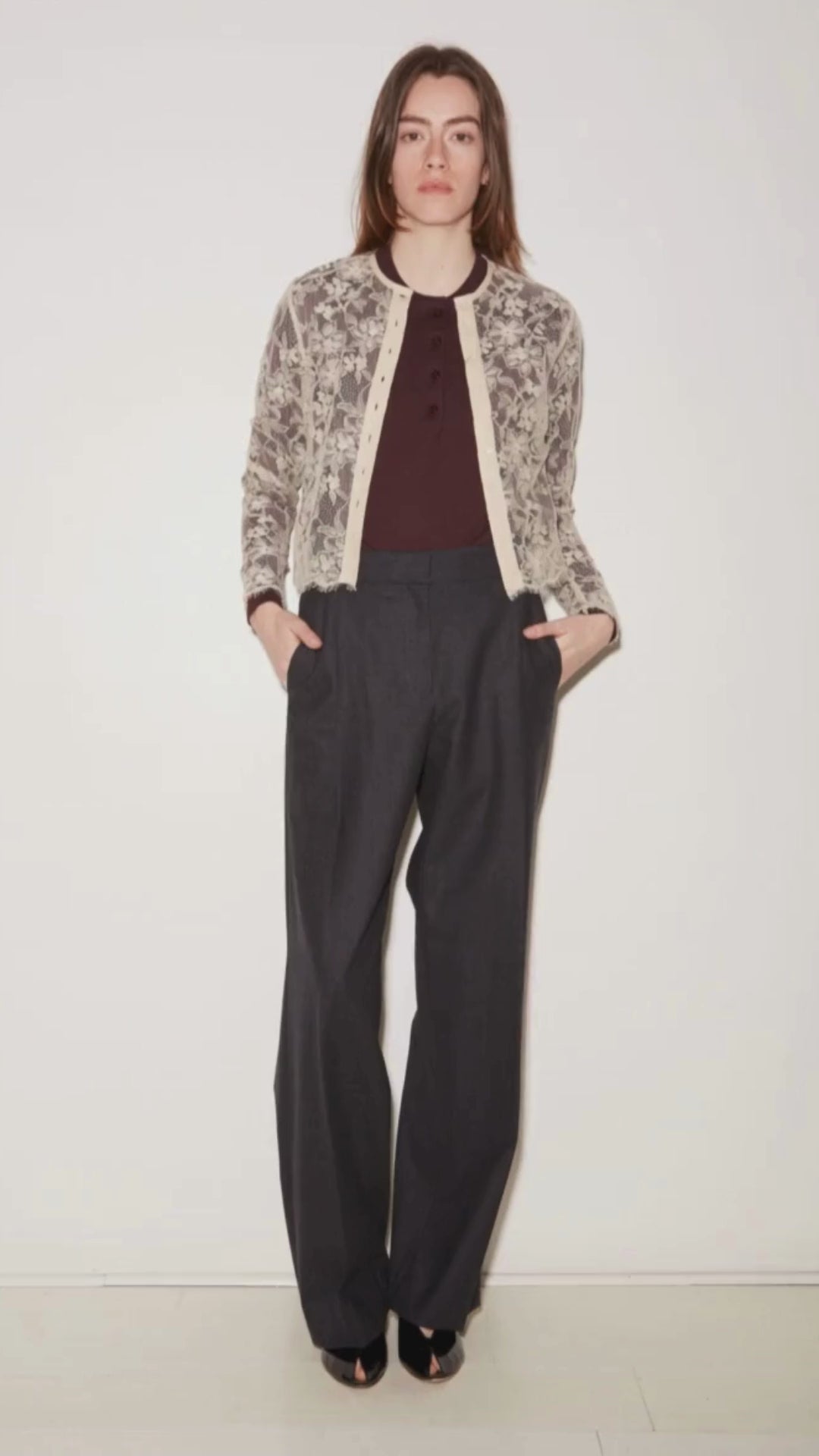 ELLA BORDEAUX MERINO WOOL POLO