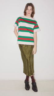 JUPE MIDI MARTHA EN SATIN FROISSÉ ARMY