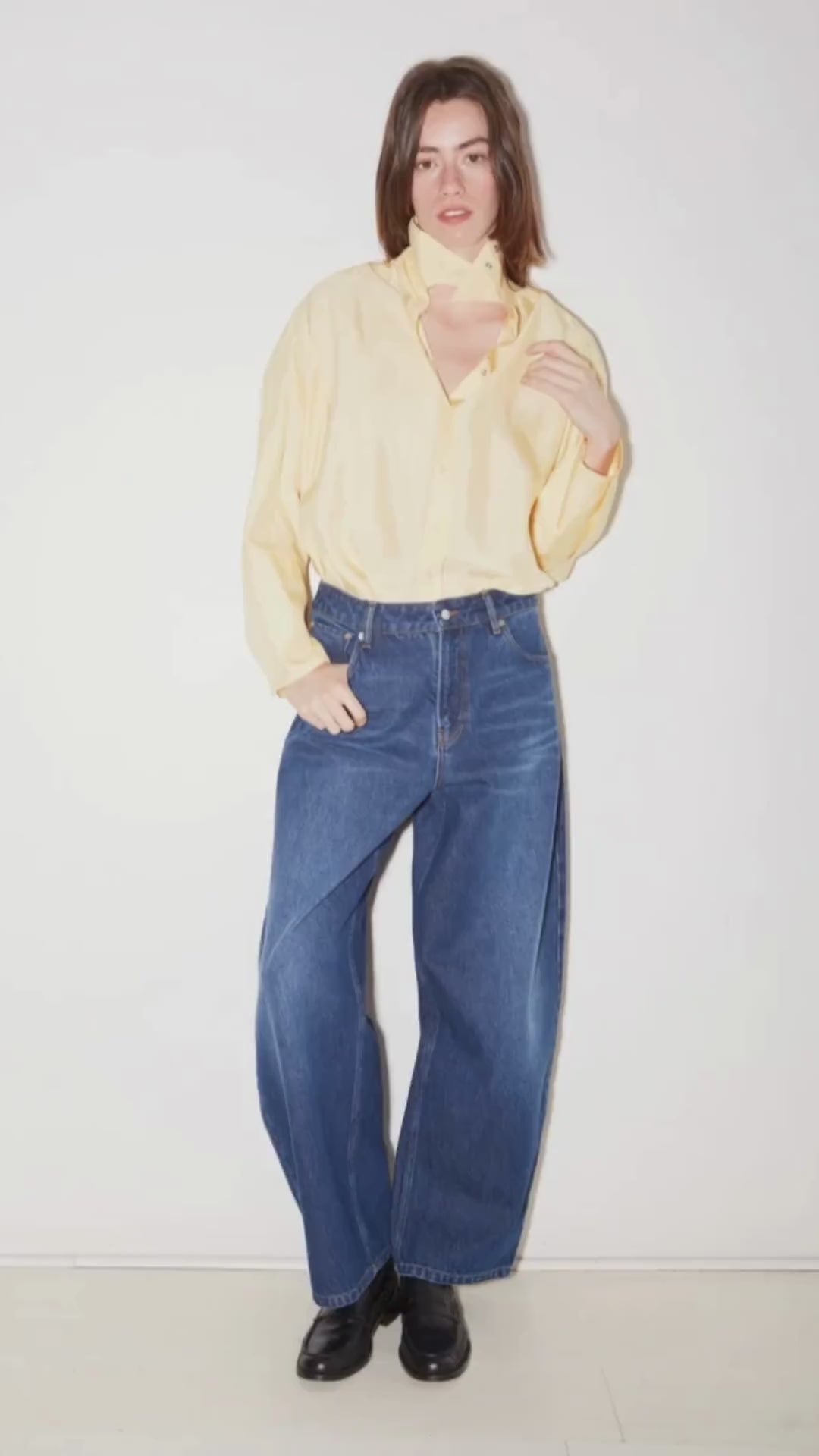 CHEMISE ALLY EN SATIN D'ACÉTATE JAUNE