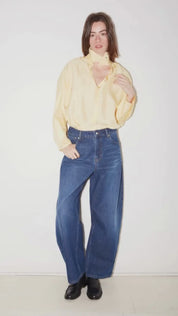 CHEMISE ALLY EN SATIN D'ACÉTATE JAUNE