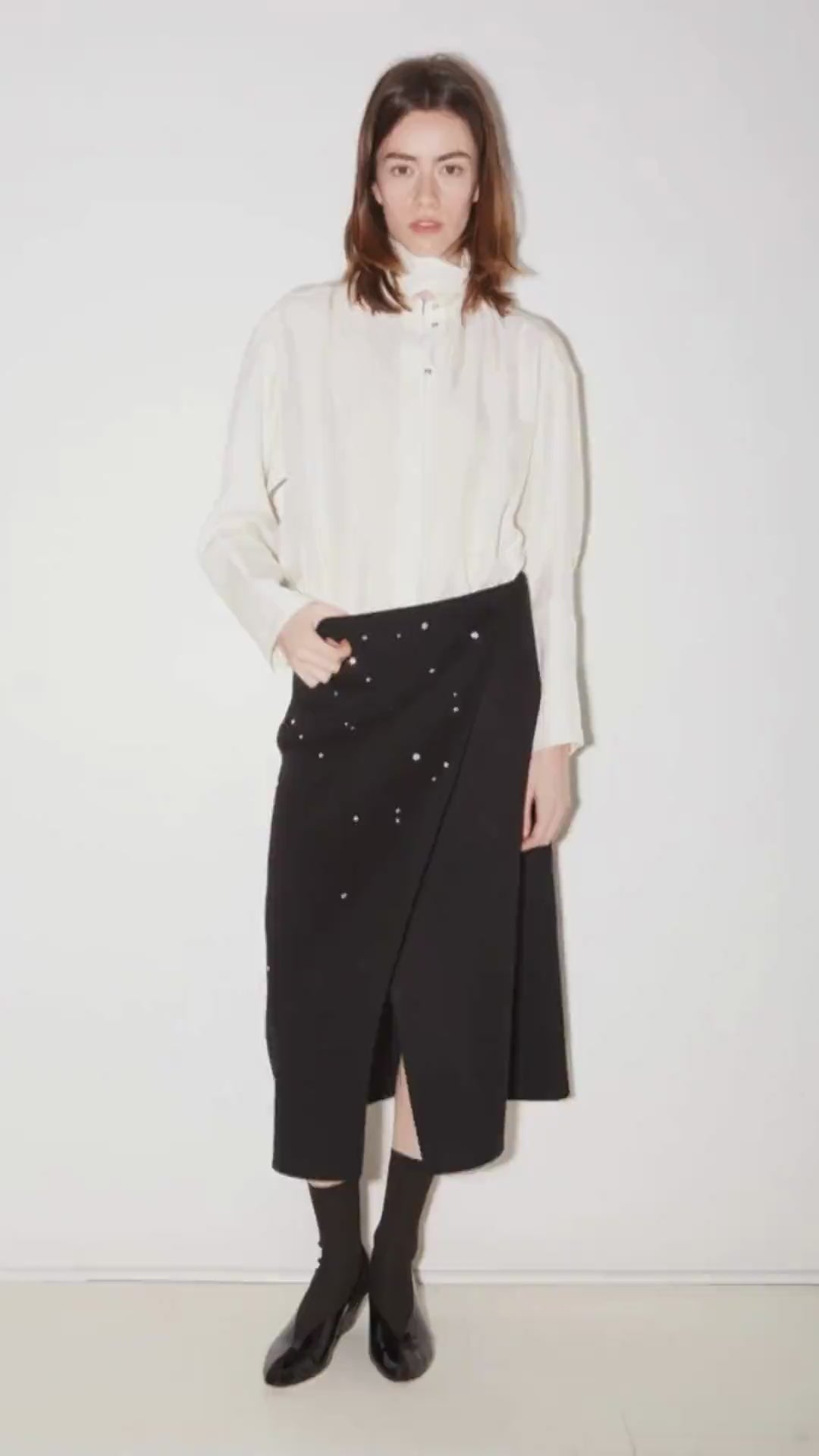 CHEMISE ALLY EN SATIN D'ACÉTATE IVOIRE