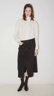 CHEMISE ALLY EN SATIN D'ACÉTATE IVOIRE