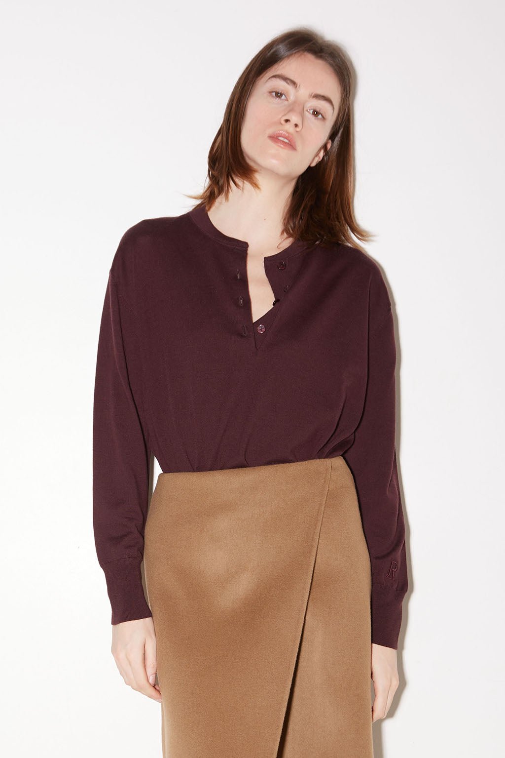 PULL POLO ELLA EN LAINE MÉRINOS BORDEAUX - ROSEANNA