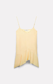 TOP À BRETELLES LATTE EN SATIN D'ACÉTATE JAUNE - ROSEANNA