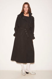 TRENCH YOKO EN COTON CHARBON EFFET STONE-WASHED - ROSEANNA