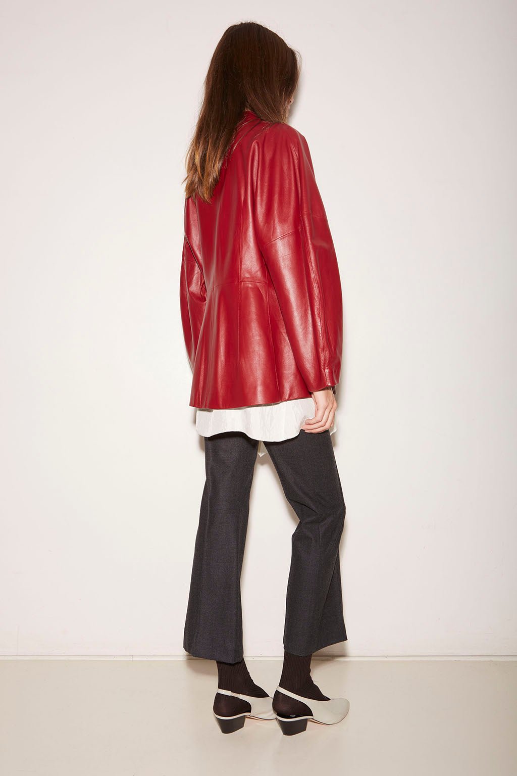 VESTE AJUSTÉE CHARLIE EN CUIR LIPSTICK - ROSEANNA