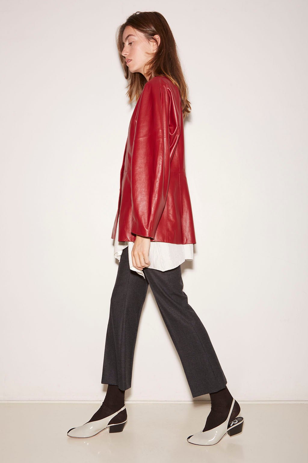 VESTE AJUSTÉE CHARLIE EN CUIR LIPSTICK - ROSEANNA