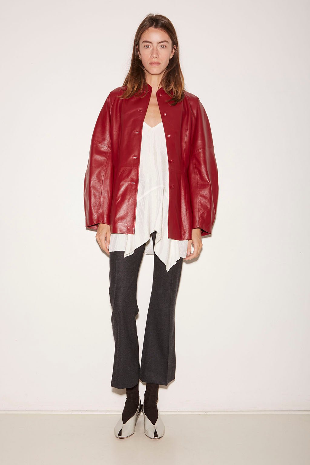 VESTE AJUSTÉE CHARLIE EN CUIR LIPSTICK - ROSEANNA